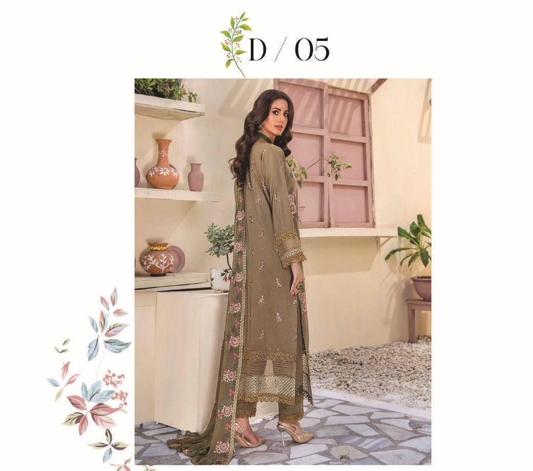 Eid Dress For Womens - Pakistani Embroidered Karandi Ramadan Partywear Festival Suits Salwar Kameez Suit In Large Size By Rumli