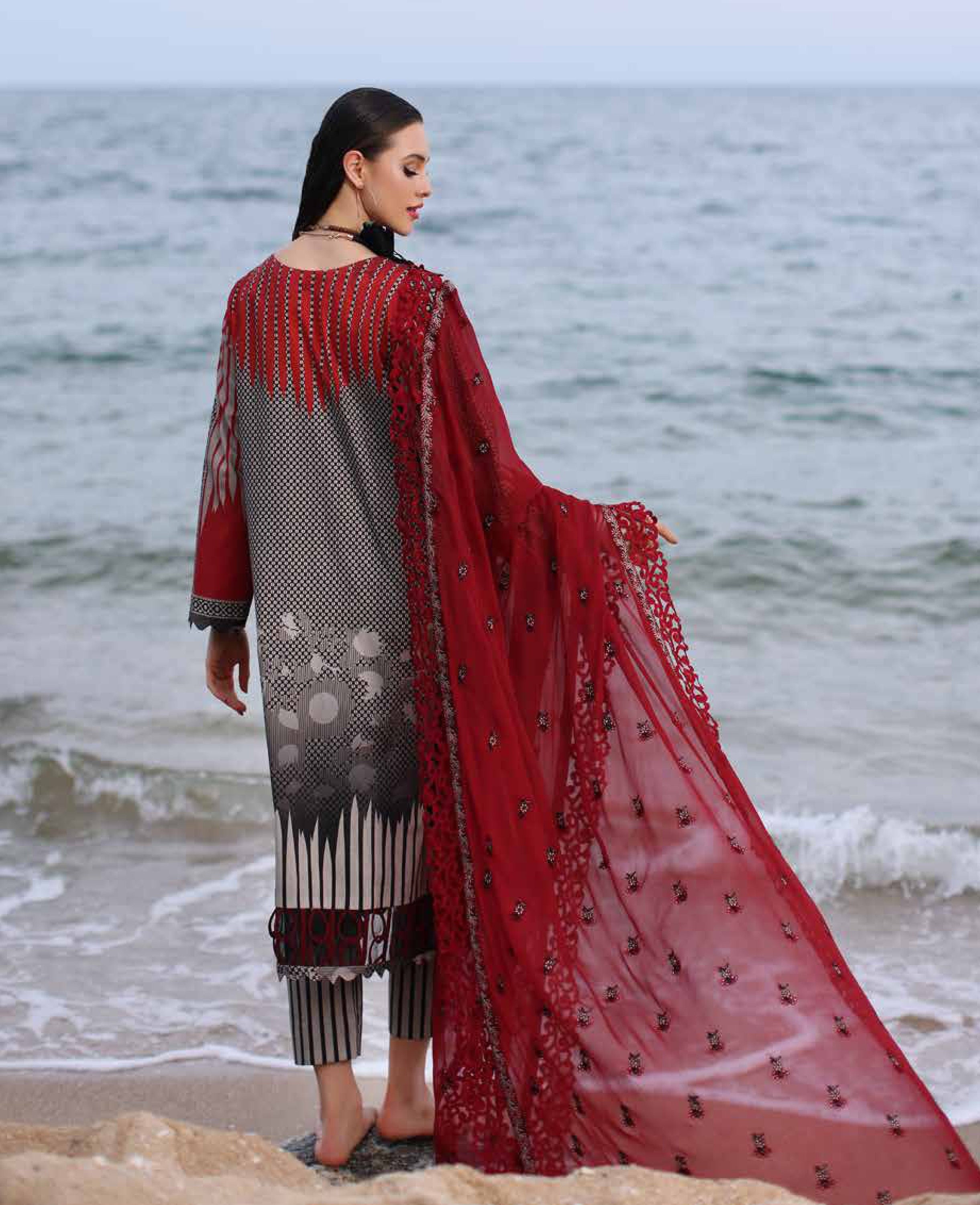Eid Dress For Womens - Pakistani Embroidered Lawn Ramadan Partywear Festival Suits Salwar Kameez Suit In Medium & Large Size