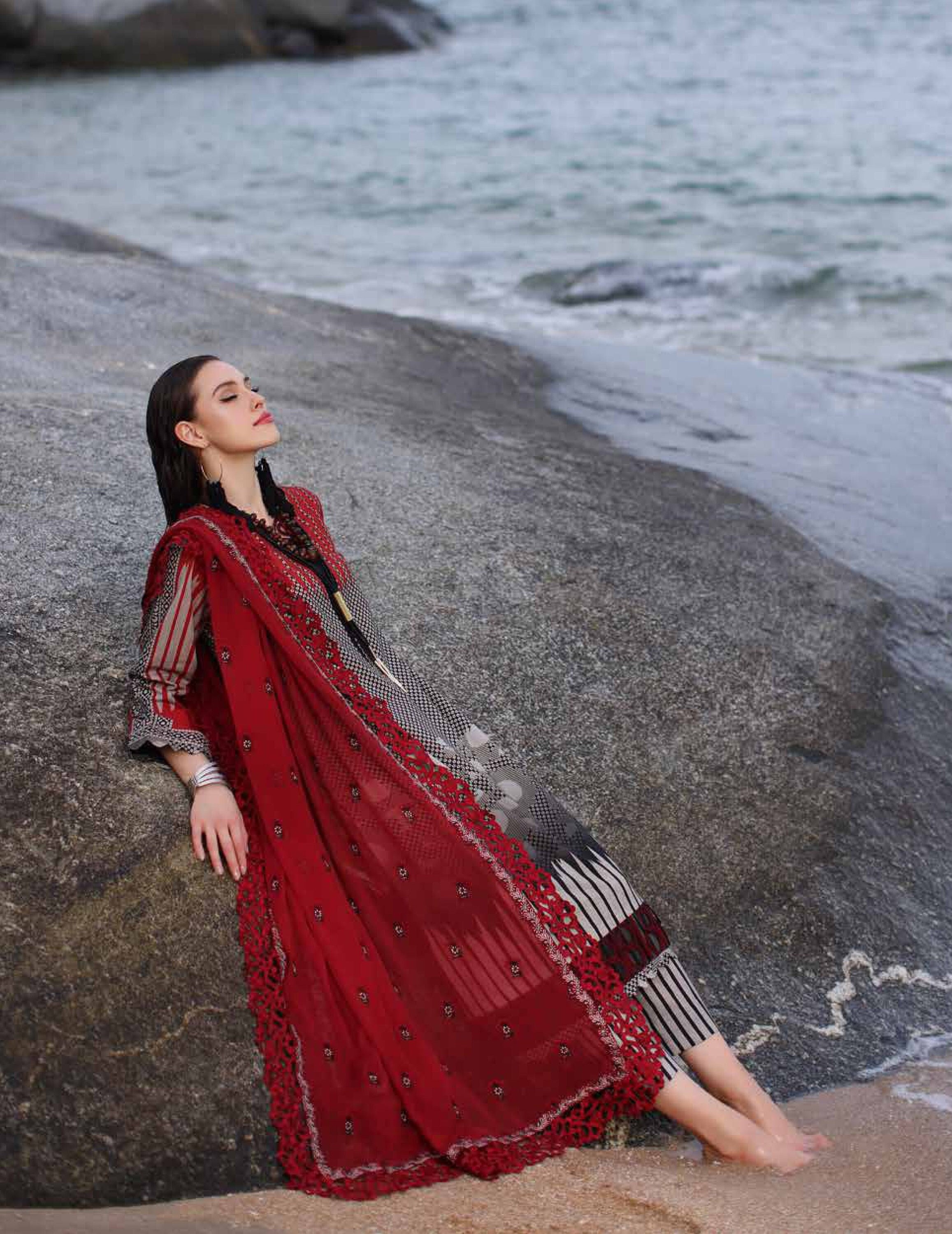 Eid Dress For Womens - Pakistani Embroidered Lawn Ramadan Partywear Festival Suits Salwar Kameez Suit In Medium & Large Size