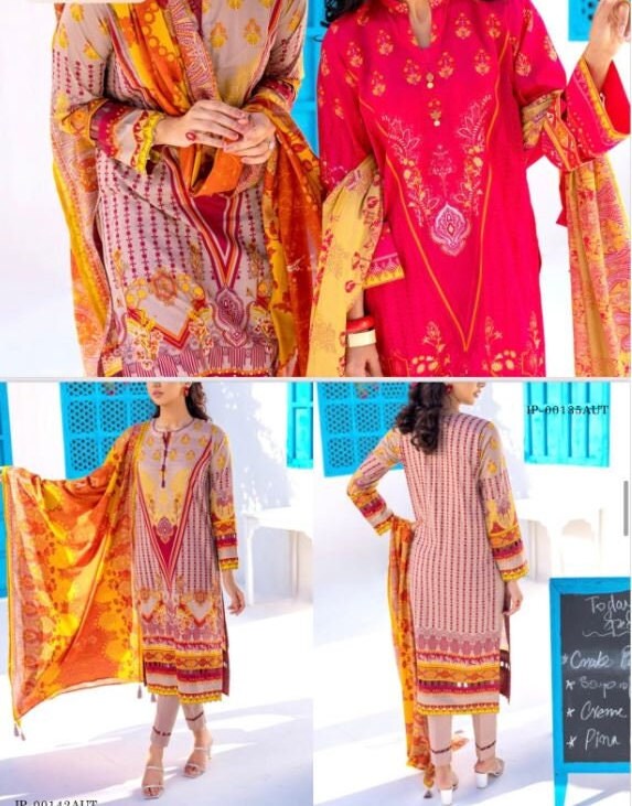 Eid Unstitched Eid Partywear Dress Pakistani Branded Designer Dress Unstitched 3pc Dress Dailywear Lawn Dress Unstitched Salwar Kameez Suit