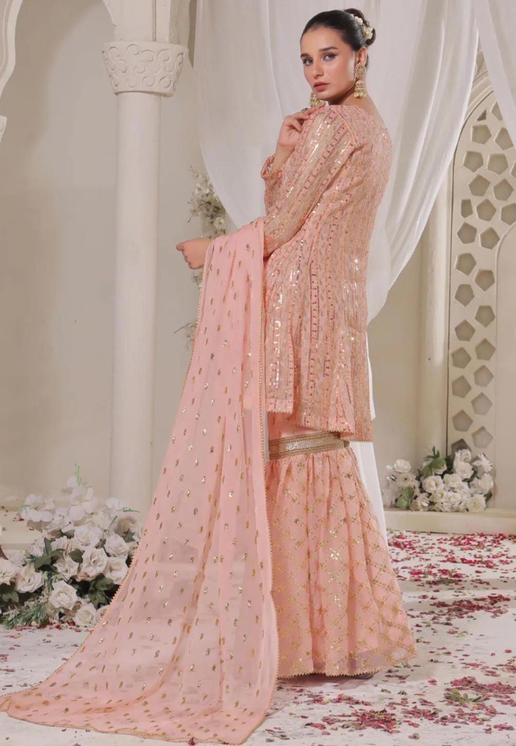Eid Dress For Womens – Wedding Festival Salwar Kameez Suits Embroidered Chiffon Pakistani Eid Partywear Suit In Small, Medium, Large & X-L