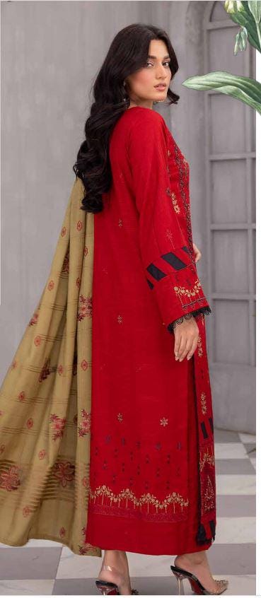 Eid Dress For Womens - Pakistani Embroidered Leather Peach Ramadan Partywear Festival Suits Salwar Kameez Suit In Medium Size