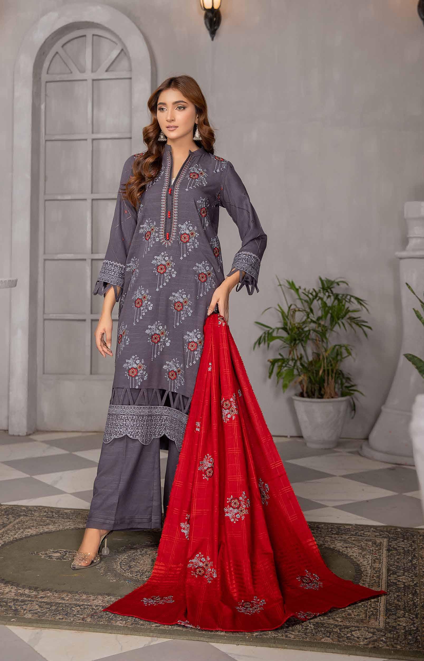 Eid Dress For Womens - Pakistani Embroidered Leather Peach Ramadan Partywear Festival Suits Salwar Kameez Suit In Medium Size
