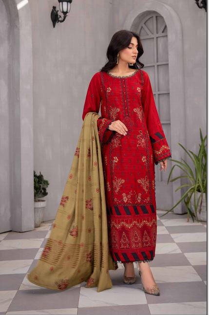 Eid Dress For Womens - Pakistani Embroidered Leather Peach Ramadan Partywear Festival Suits Salwar Kameez Suit In Medium Size