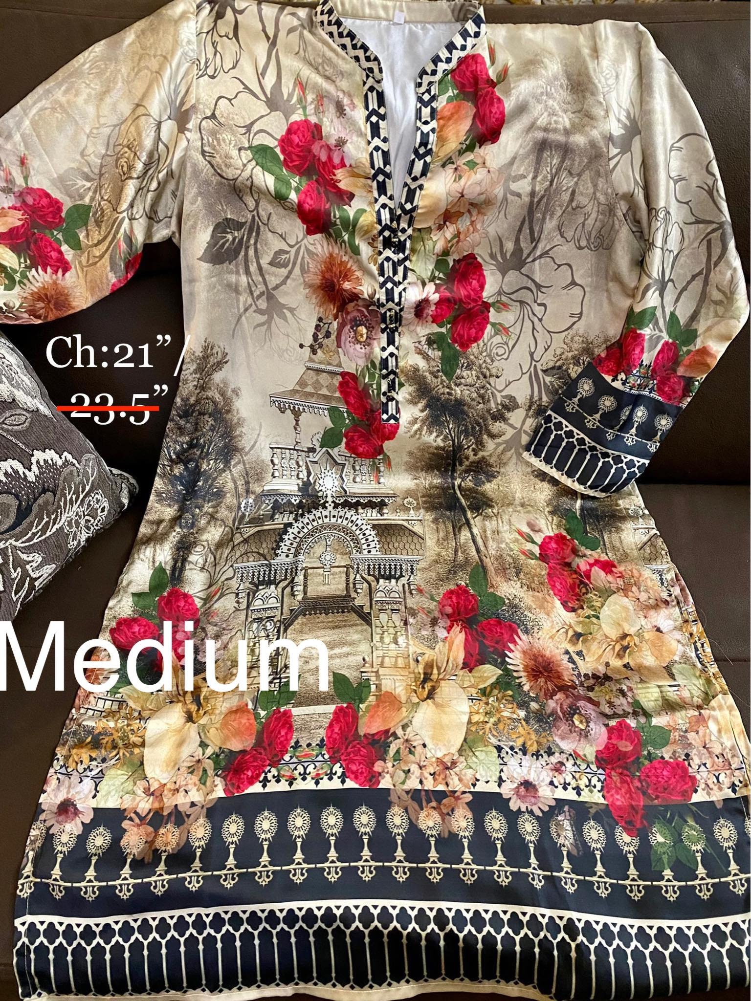 Eid Dress For Womens - Pakistani Embroidered Lawn Kurti for Girls Ramadan Partywear Festival Suits Girls Kurti In Medium & Large Size