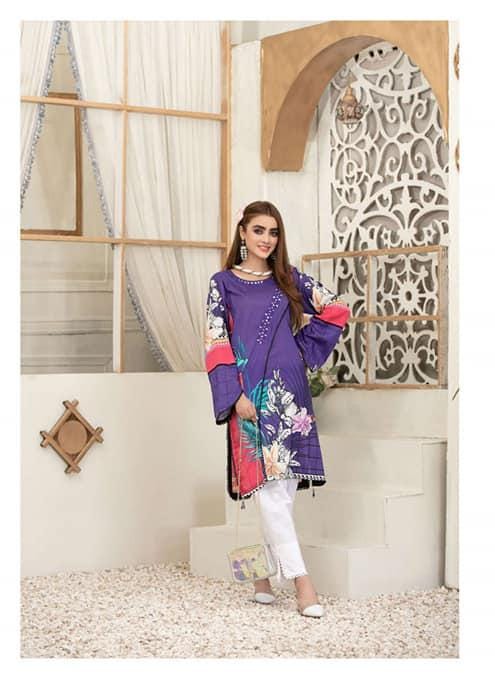 Eid Dress For Womens - Pakistani Embroidered Lawn Kurti for Girls Ramadan Partywear Festival Suits Girls Kurti In Medium & Large Size