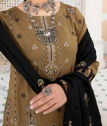 Eid Dress For Womens - Pakistani Embroidered Ramadan Partywear Festival Suits Eid Salwar Kameez Suits with Wool Shawl In Large Size