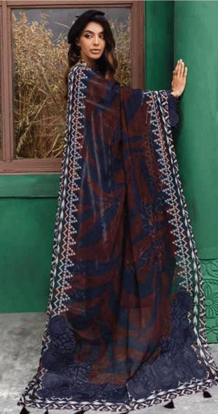 Eid Dress For Womens - Pakistani Embroidered Linen Ramadan Partywear Festival Suits Eid Salwar Kameez Suits in Medium, Large & X-L