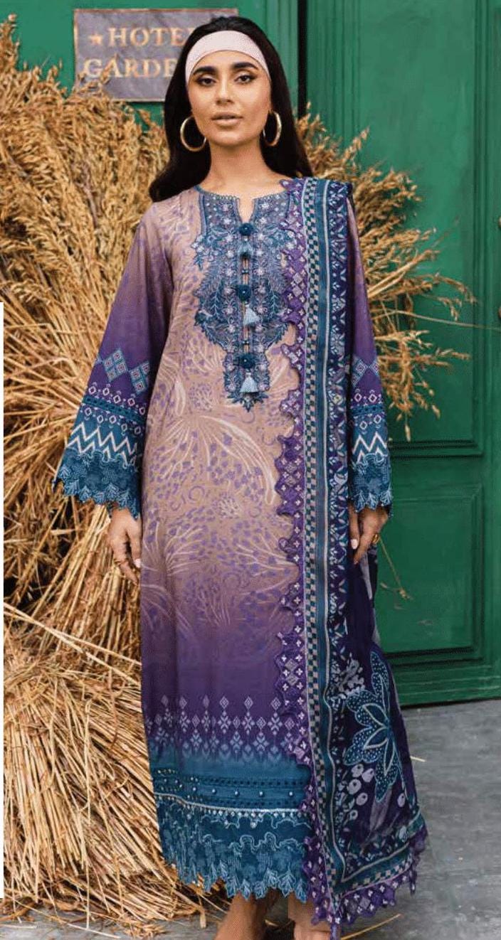 Eid Dress For Womens - Pakistani Embroidered Linen Ramadan Partywear Festival Suits Eid Salwar Kameez Suits in Medium, Large & X-L
