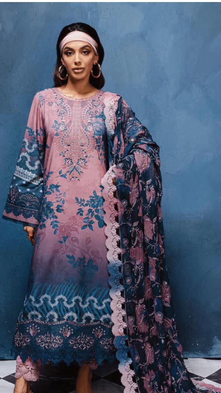 Eid Dress For Womens - Pakistani Embroidered Linen Ramadan Partywear Festival Suits Eid Salwar Kameez Suits in Medium, Large & X-L