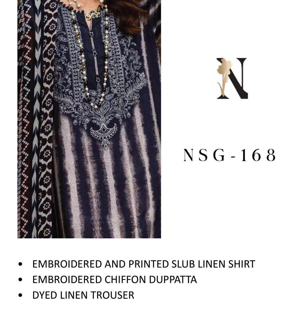 Eid Dress For Womens - Pakistani Embroidered Linen Ramadan Partywear Festival Suits Eid Salwar Kameez Suits in Medium, Large & X-L