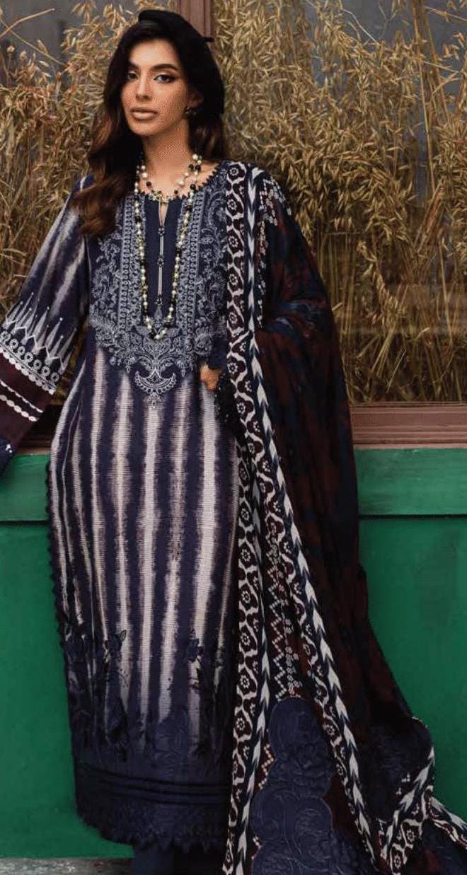 Eid Dress For Womens - Pakistani Embroidered Linen Ramadan Partywear Festival Suits Eid Salwar Kameez Suits in Medium, Large & X-L