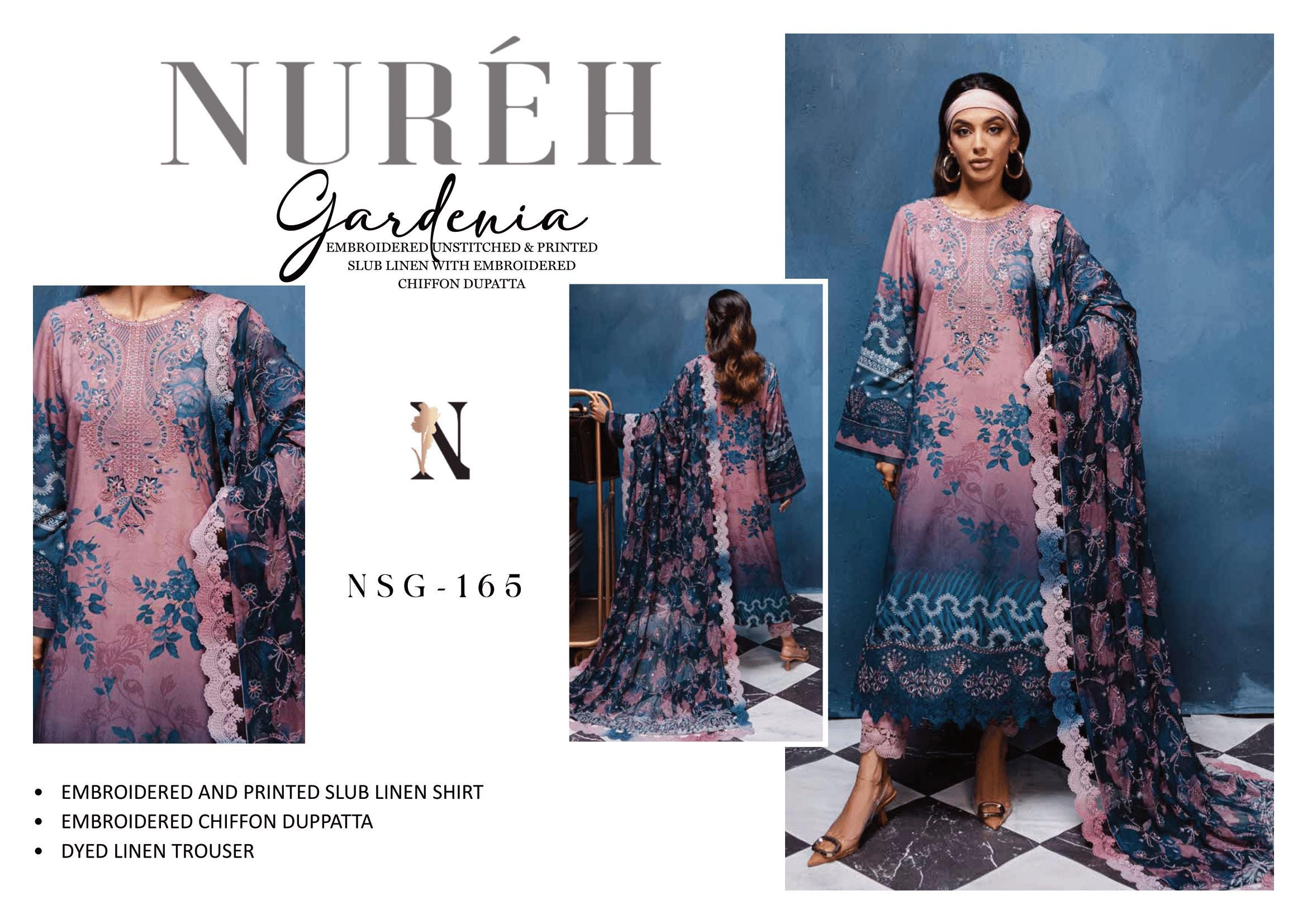 Eid Dress For Womens - Pakistani Embroidered Linen Ramadan Partywear Festival Suits Eid Salwar Kameez Suits in Medium, Large & X-L