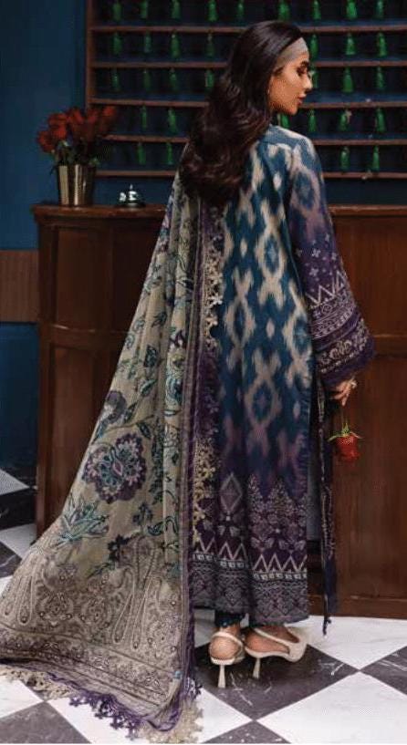 Eid Dress For Womens - Pakistani Embroidered Linen Ramadan Partywear Festival Suits Eid Salwar Kameez Suits in Medium, Large & X-L