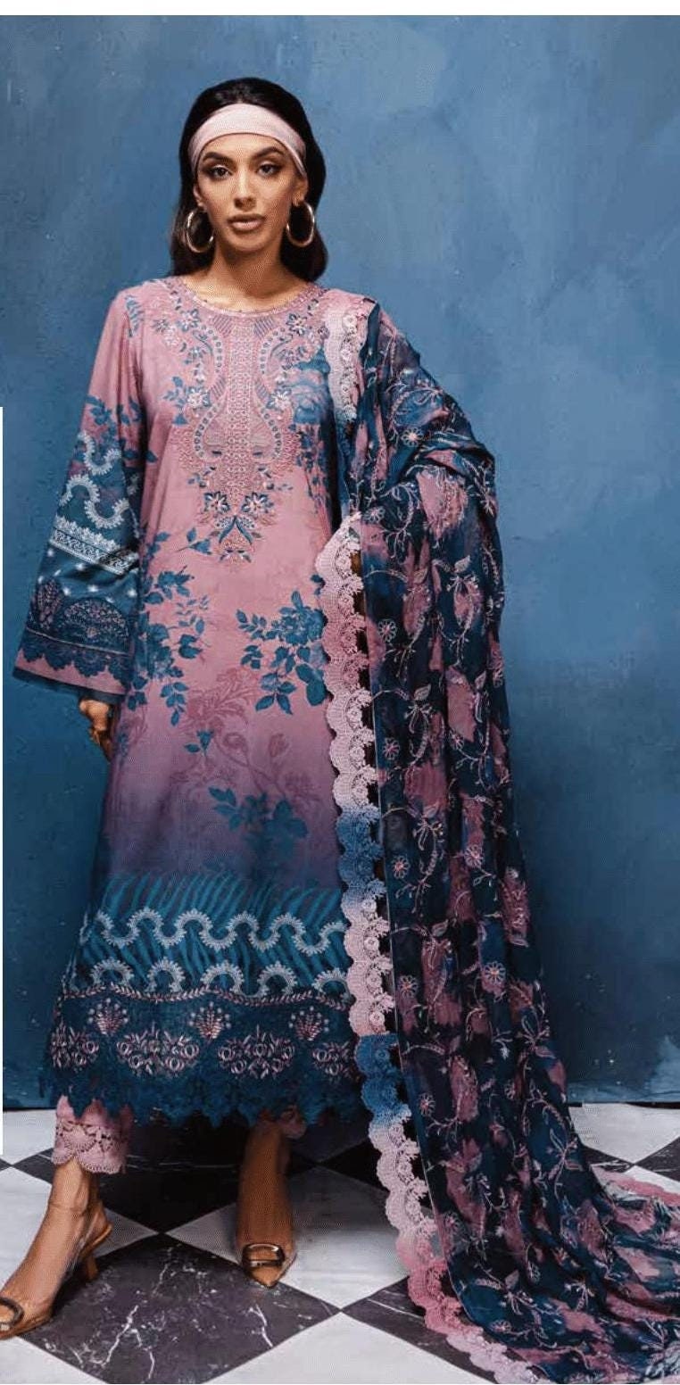 Eid Dress For Womens - Pakistani Embroidered Linen Ramadan Partywear Festival Suits Eid Salwar Kameez Suits in Medium, Large & X-L