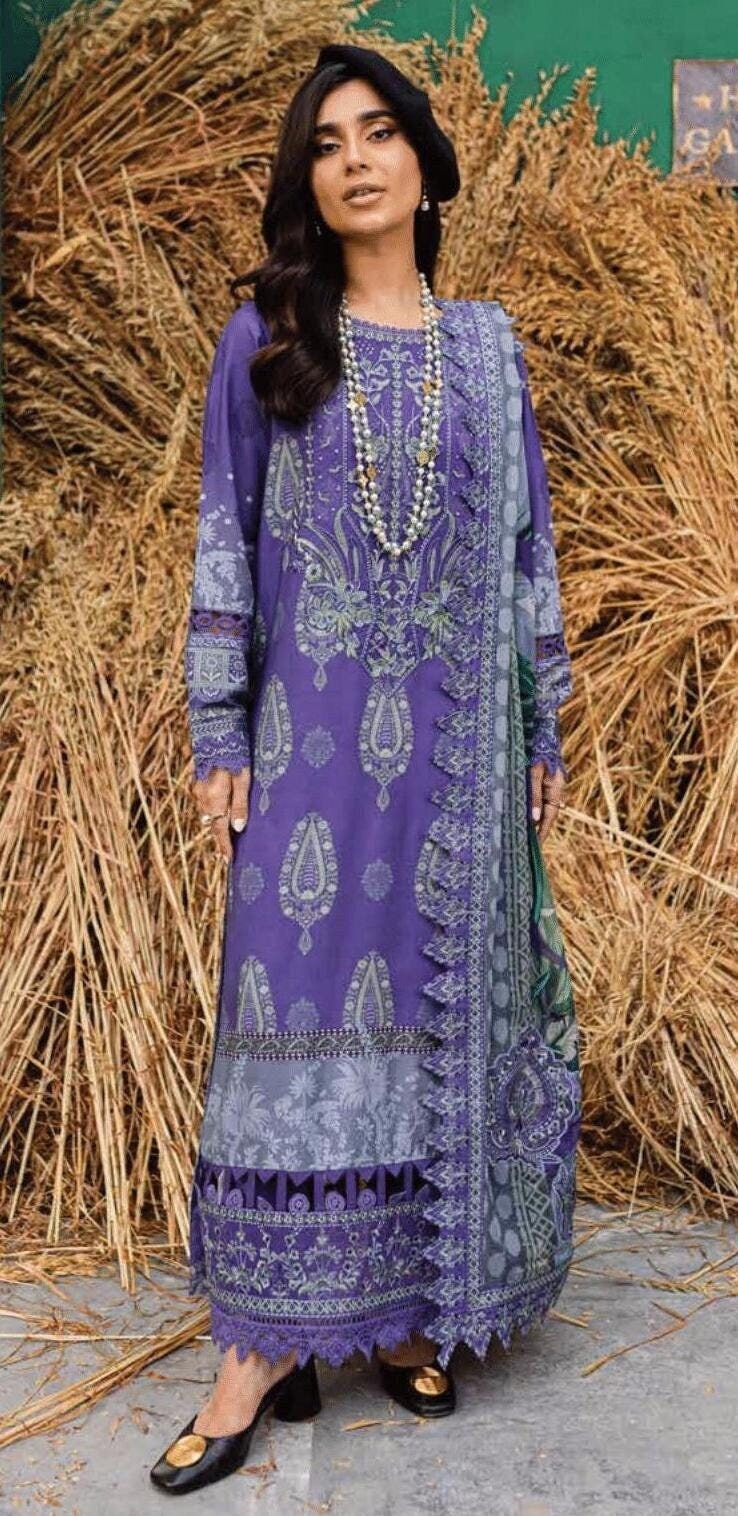 Eid Dress For Womens - Pakistani Embroidered Linen Ramadan Partywear Festival Suits Eid Salwar Kameez Suits in Medium, Large & X-L