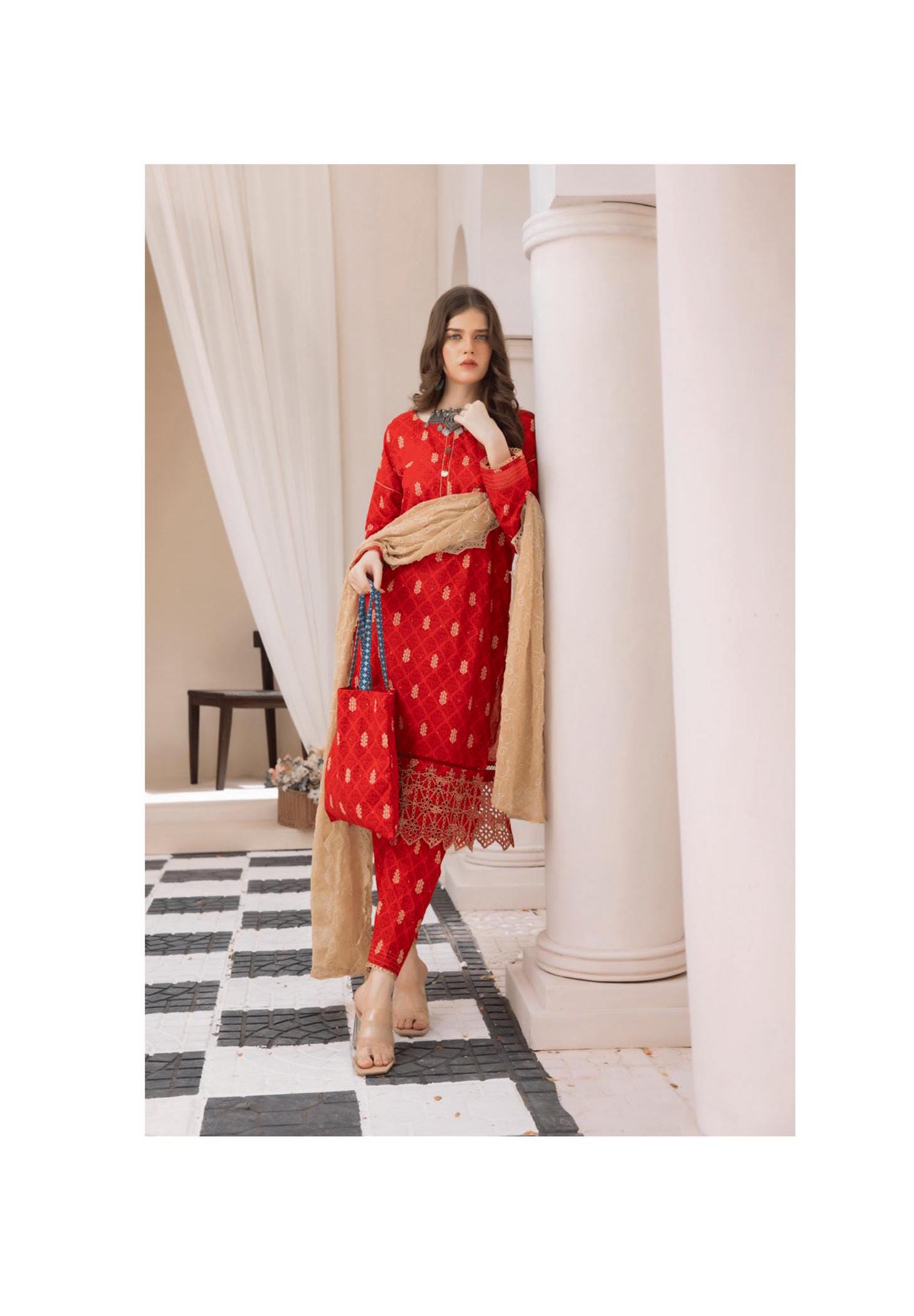 Eid Dress For Womens - Pakistani Embroidered Lawn Ramadan Partywear Festival Suits In Small Size