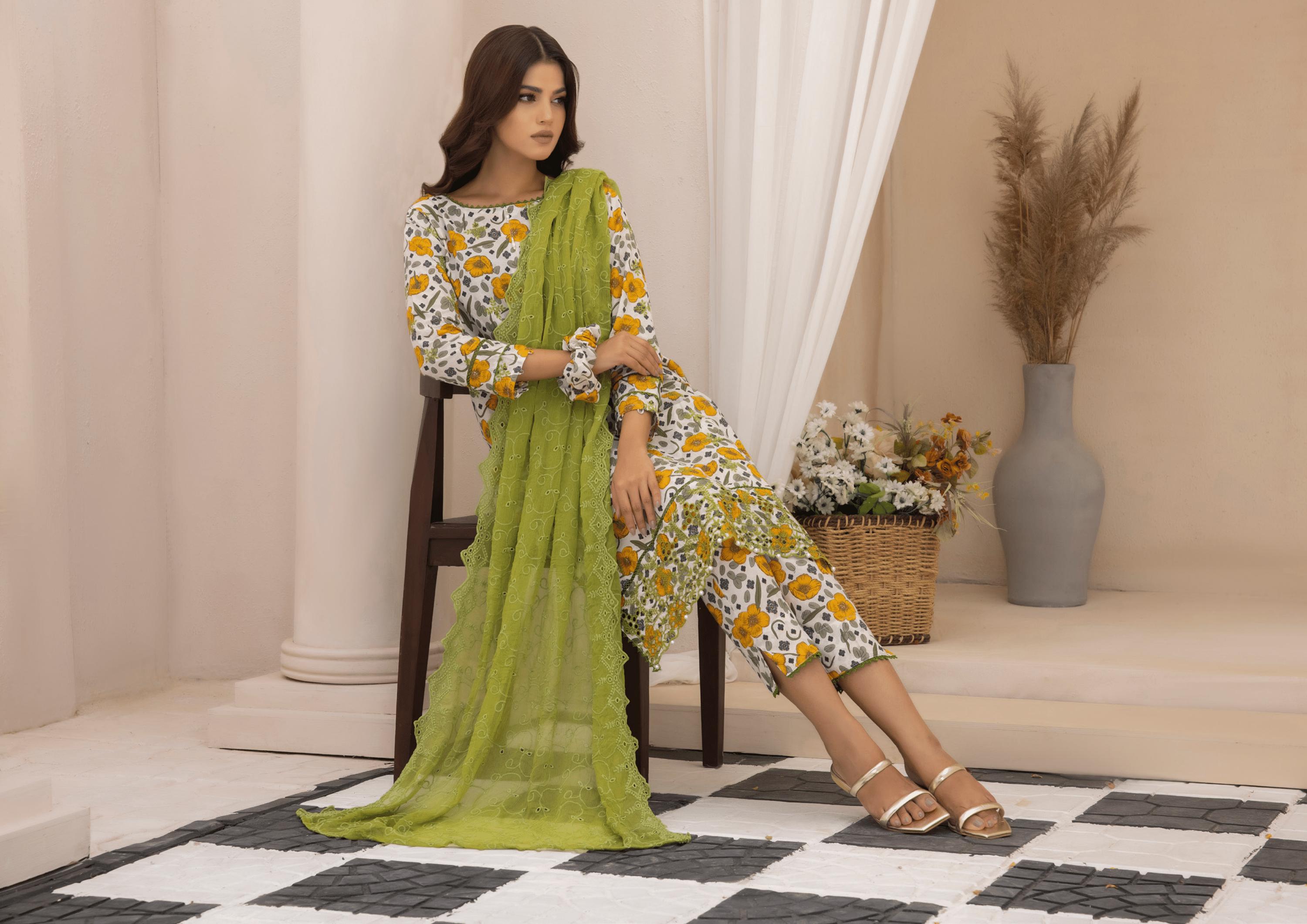 Eid Dress For Womens - Pakistani Embroidered Lawn Ramadan Partywear Festival Suits In Small Size