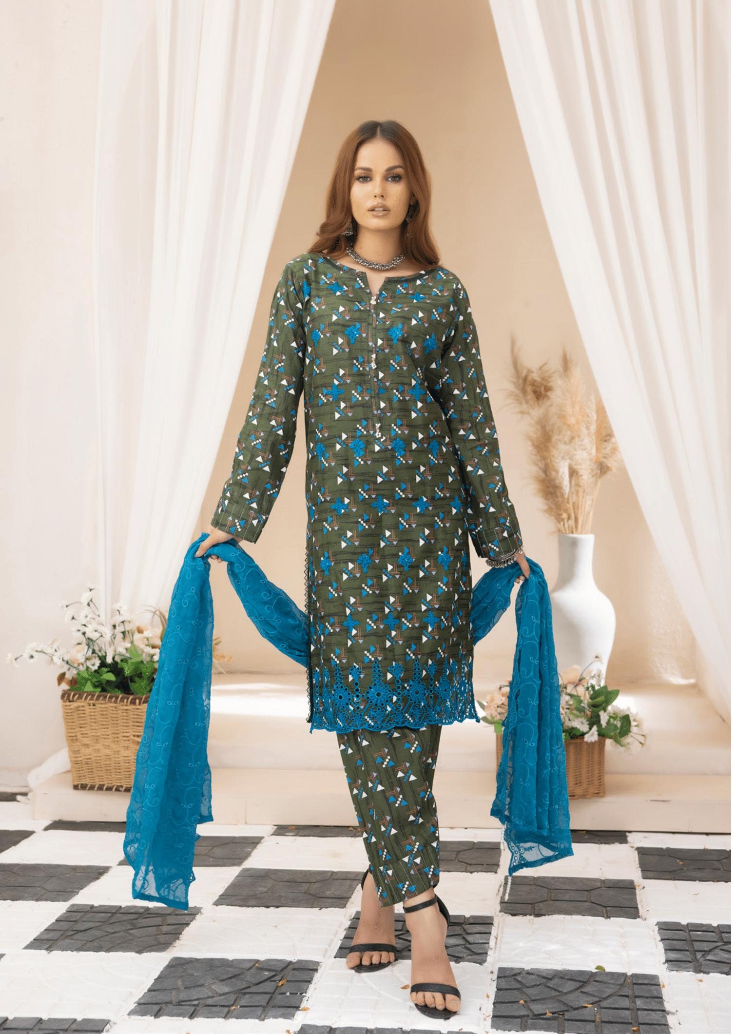 Eid Dress For Womens - Pakistani Embroidered Lawn Ramadan Partywear Festival Suits In Small Size