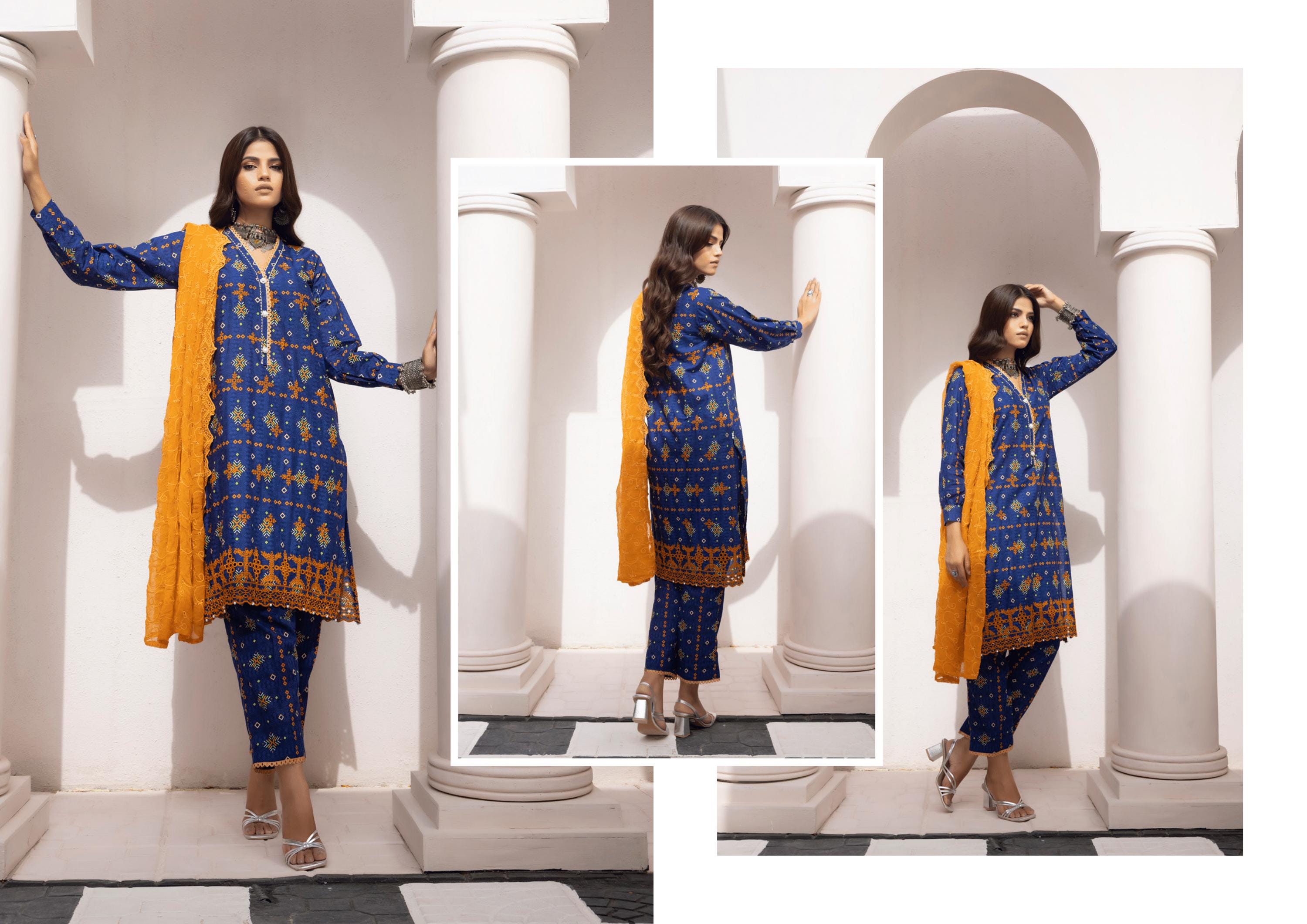 Eid Dress For Womens - Pakistani Embroidered Lawn Ramadan Partywear Festival Suits In Small Size