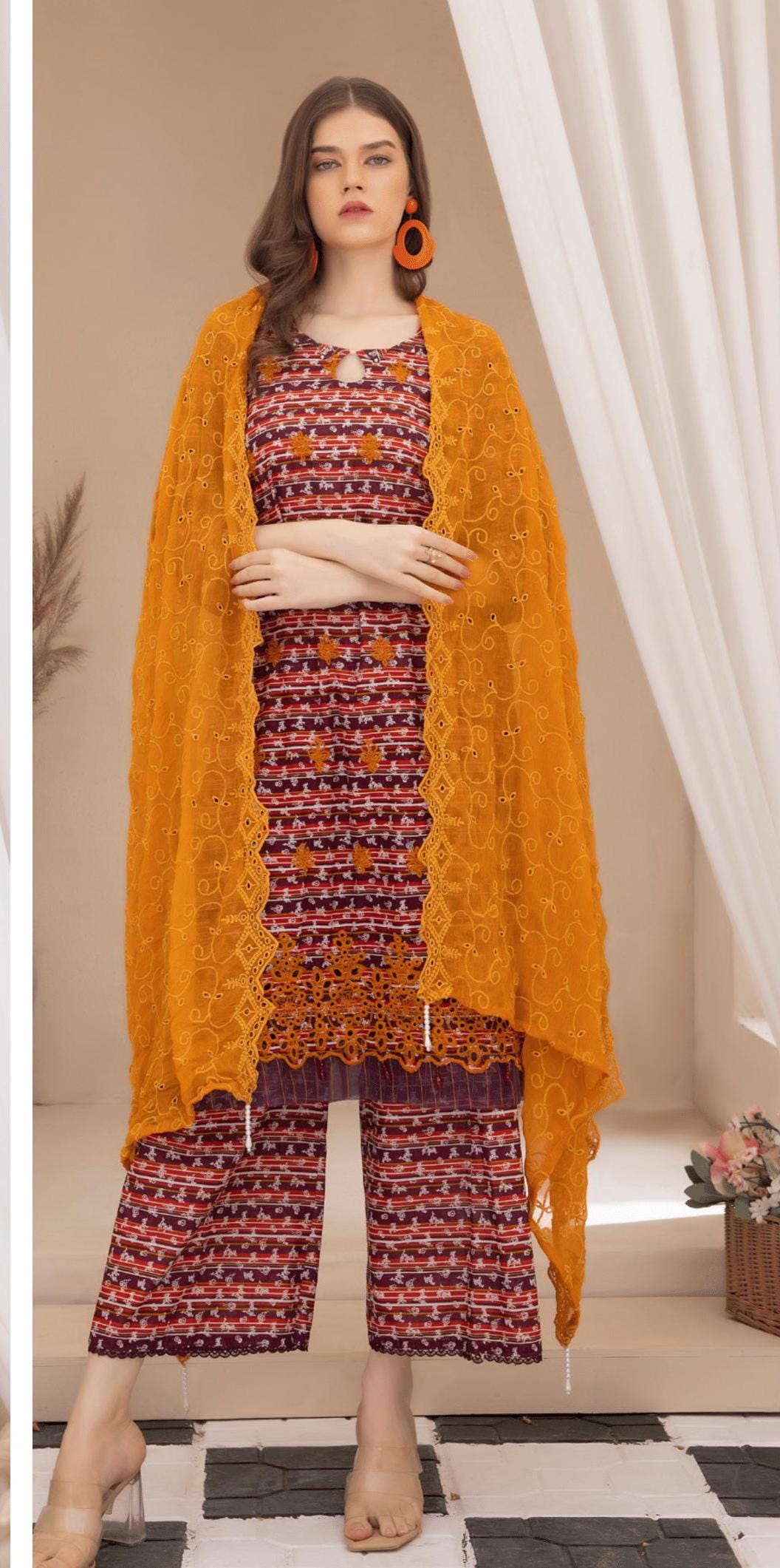 Eid Dress For Womens - Pakistani Embroidered Lawn Ramadan Partywear Festival Suits In Small Size