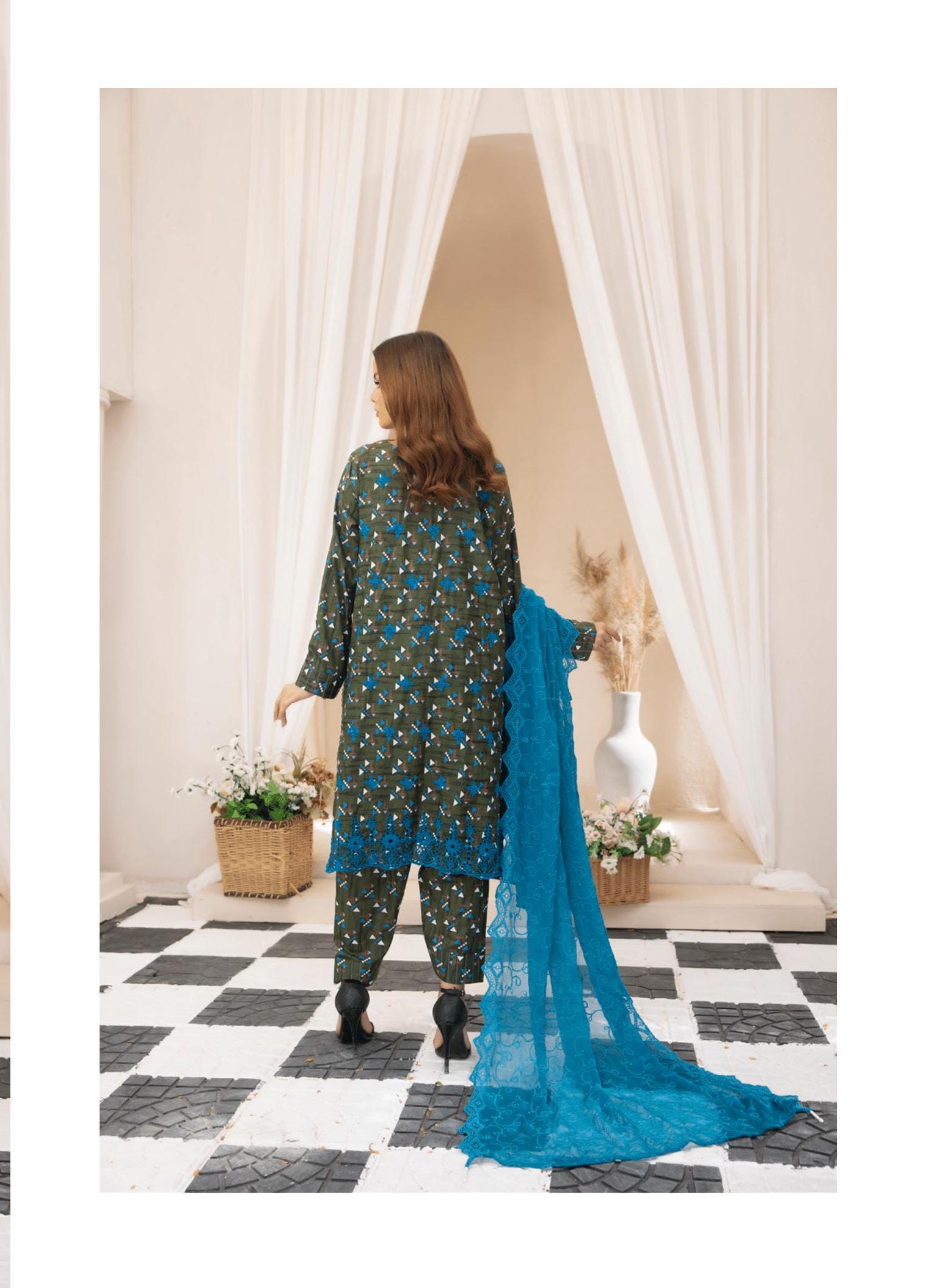Eid Dress For Womens - Pakistani Embroidered Lawn Ramadan Partywear Festival Suits In Small Size