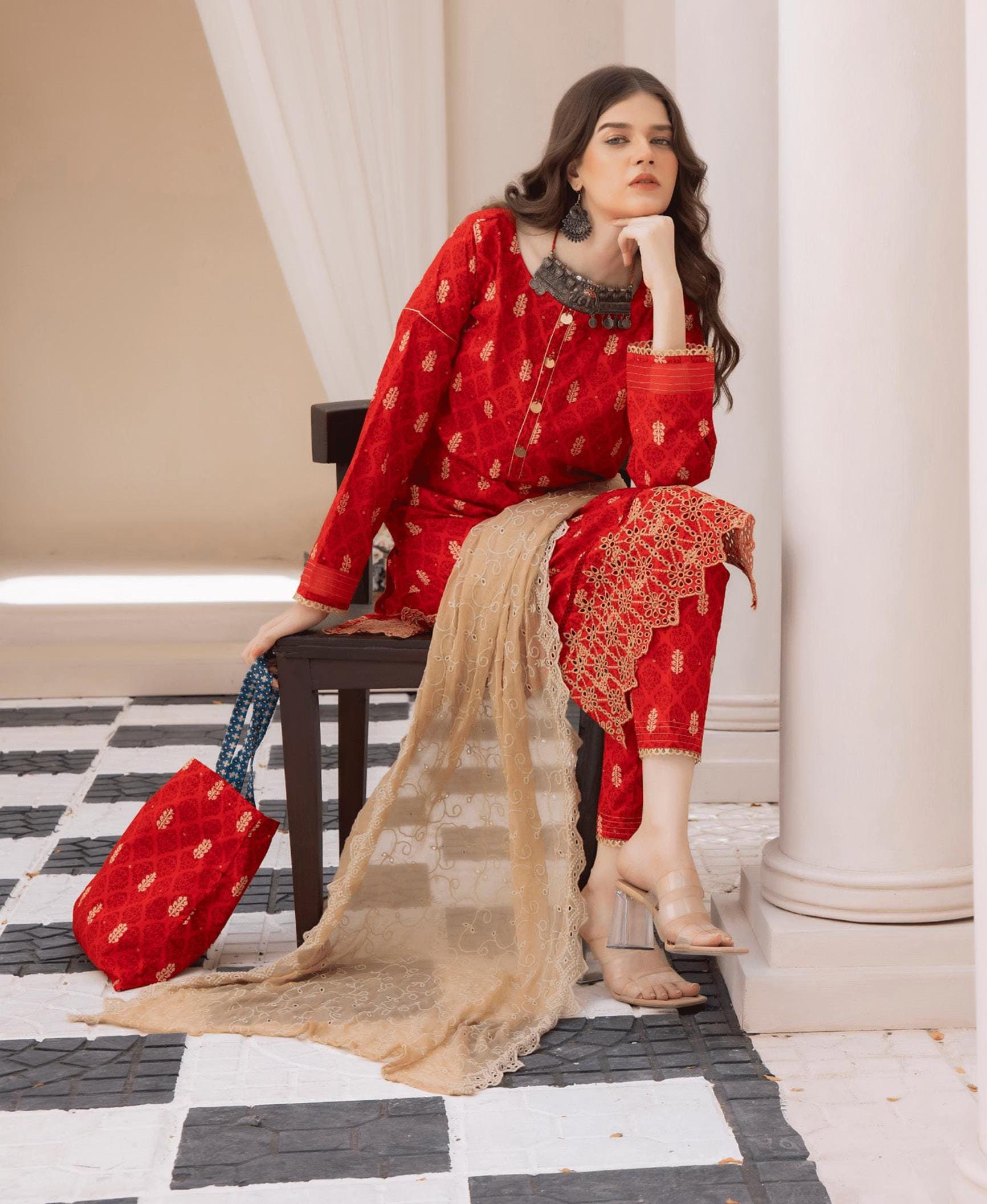Eid Dress For Womens - Pakistani Embroidered Lawn Ramadan Partywear Festival Suits In Small Size