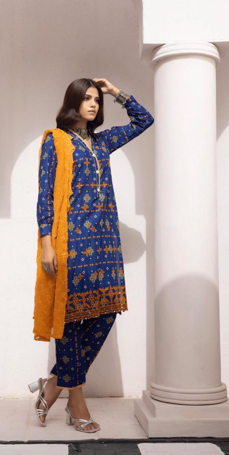 Eid Dress For Womens - Pakistani Embroidered Lawn Ramadan Partywear Festival Suits In Small Size