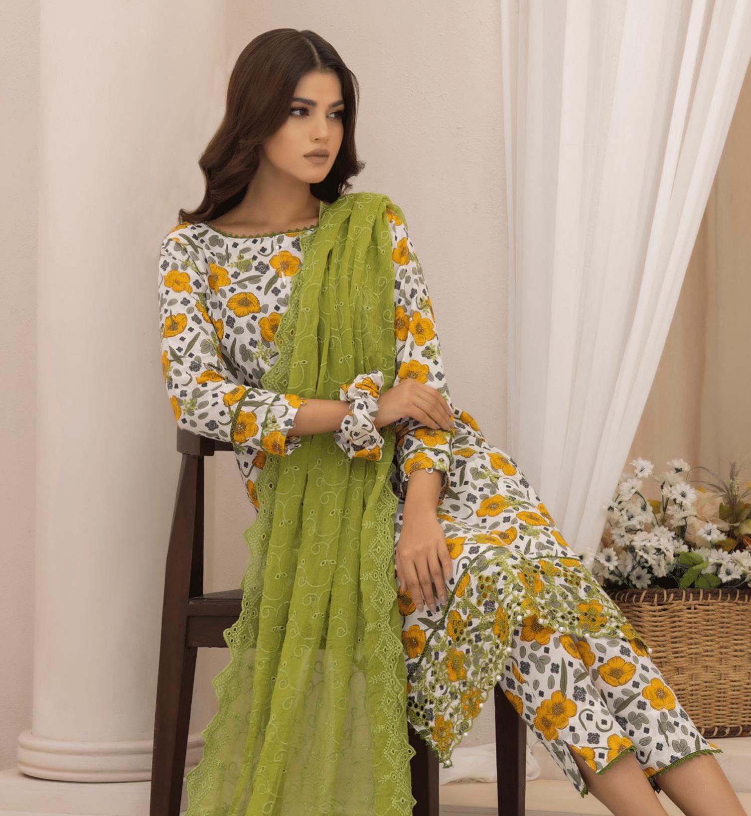 Eid Dress For Womens - Pakistani Embroidered Lawn Ramadan Partywear Festival Suits In Small Size