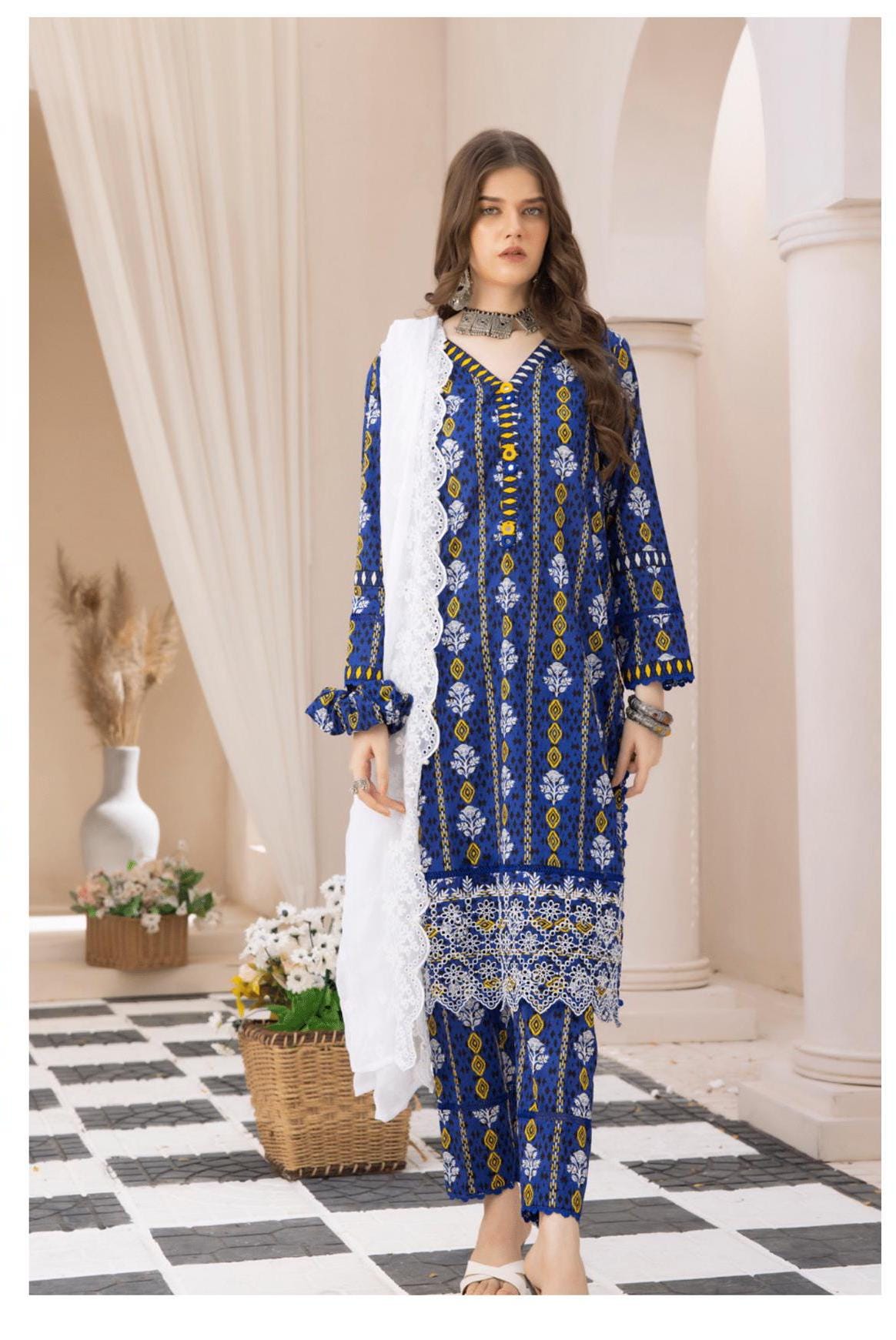 Eid Dress For Womens - Pakistani Embroidered Lawn Ramadan Partywear Festival Suits In Small Size
