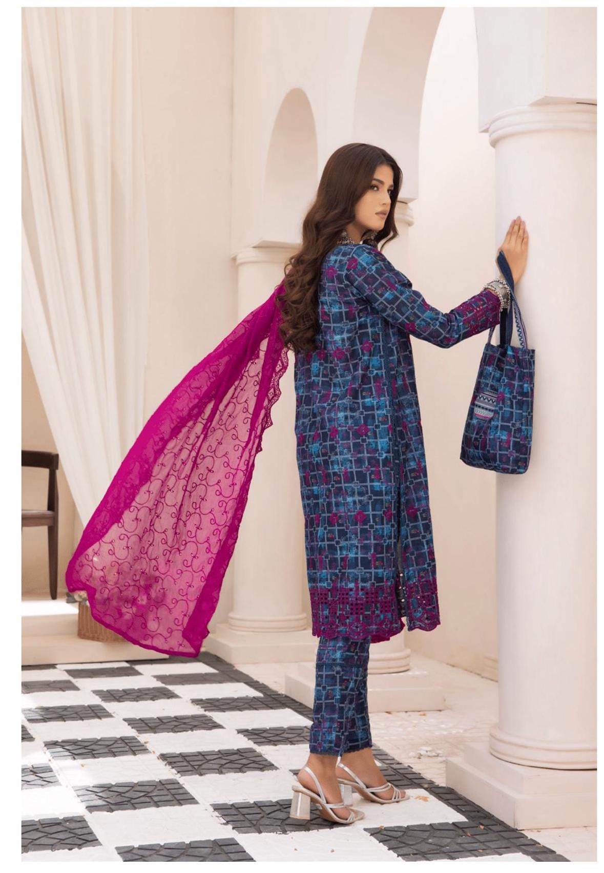 Eid Dress For Womens - Pakistani Embroidered Lawn Ramadan Partywear Festival Suits In Small Size
