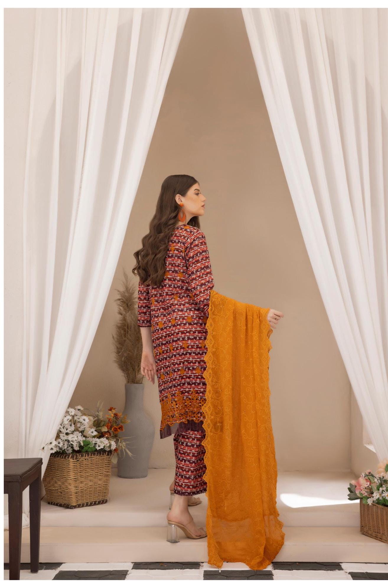 Eid Dress For Womens - Pakistani Embroidered Lawn Ramadan Partywear Festival Suits In Small Size