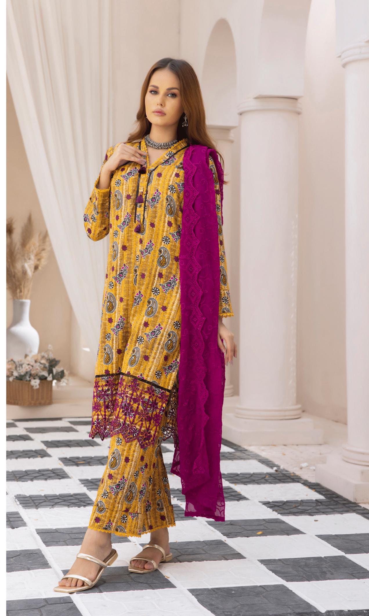 Eid Dress For Womens - Pakistani Embroidered Lawn Ramadan Partywear Festival Suits In Small Size