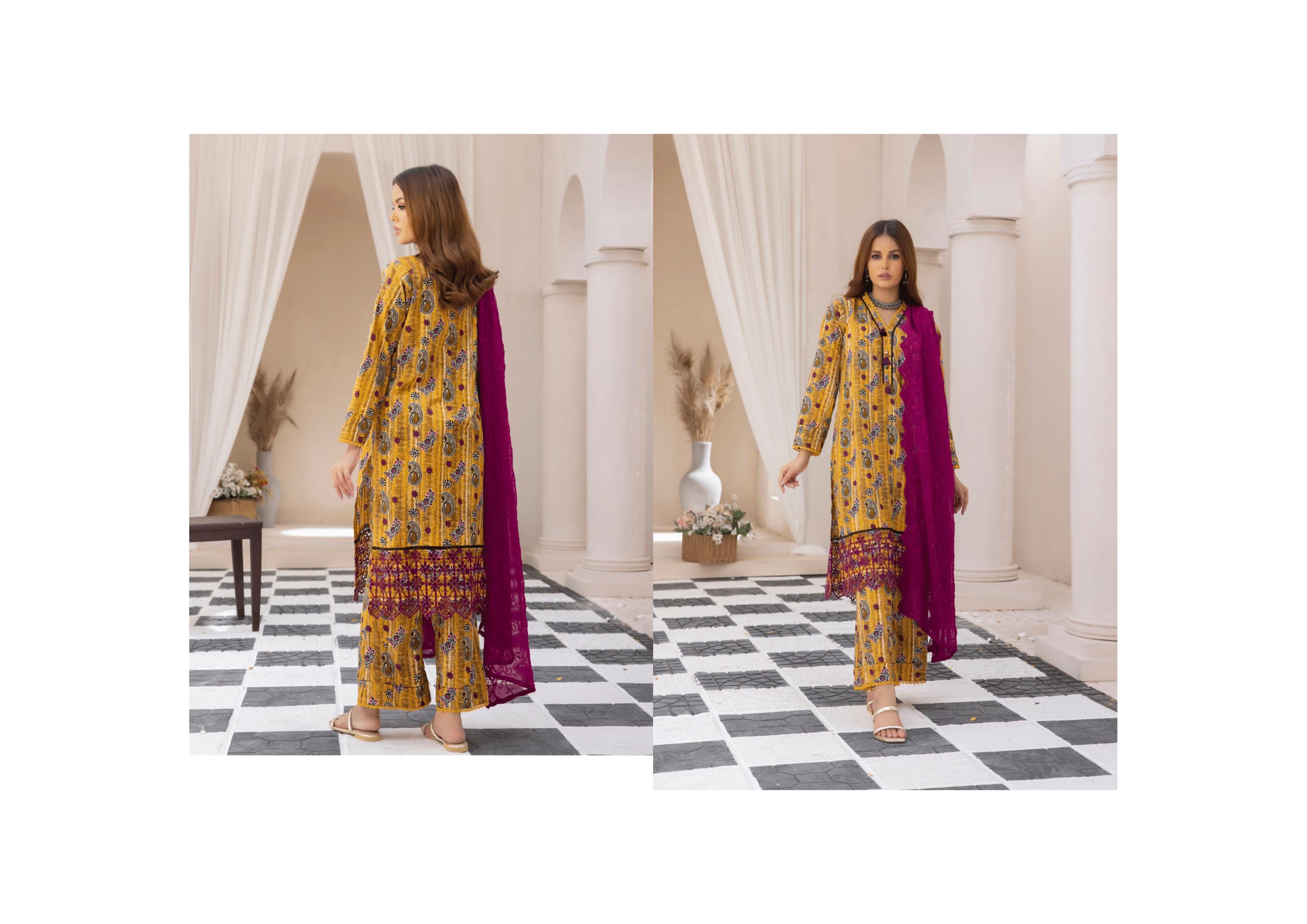 Eid Dress For Womens - Pakistani Embroidered Lawn Ramadan Partywear Festival Suits In Small Size