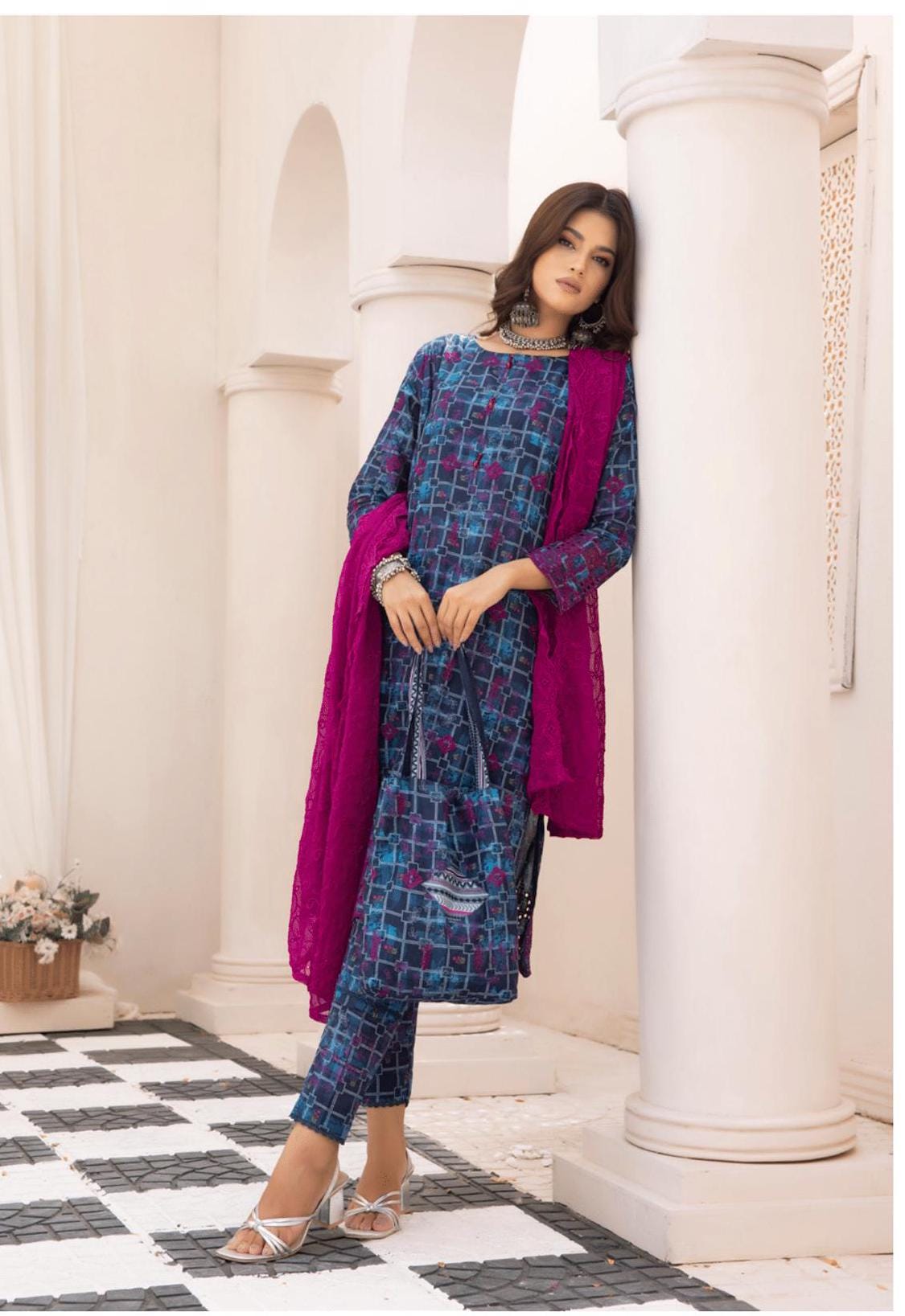 Eid Dress For Womens - Pakistani Embroidered Lawn Ramadan Partywear Festival Suits In Small Size