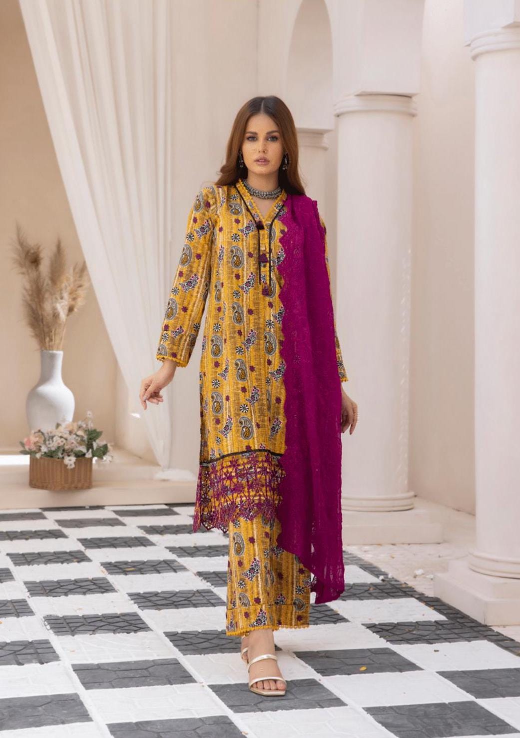 Eid Dress For Womens - Pakistani Embroidered Lawn Ramadan Partywear Festival Suits In Small Size
