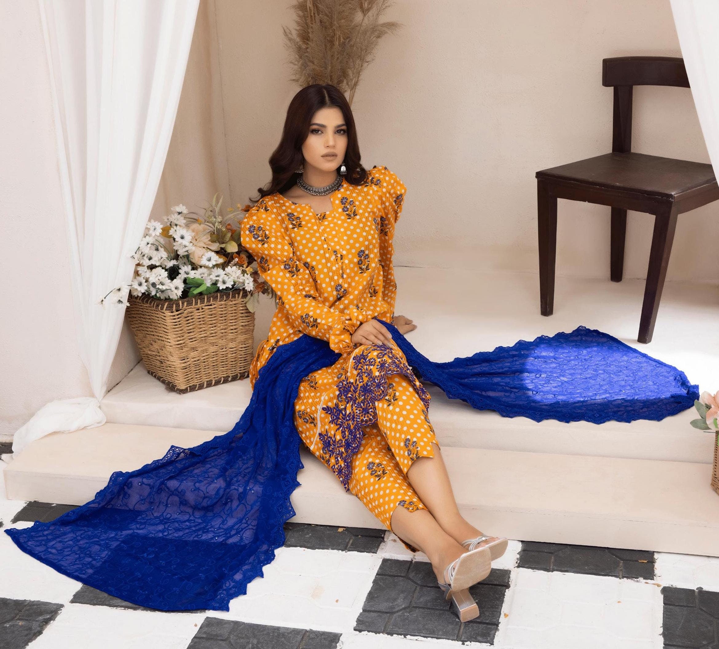 Eid Dress For Womens - Pakistani Embroidered Lawn Ramadan Partywear Festival Suits In Small Size
