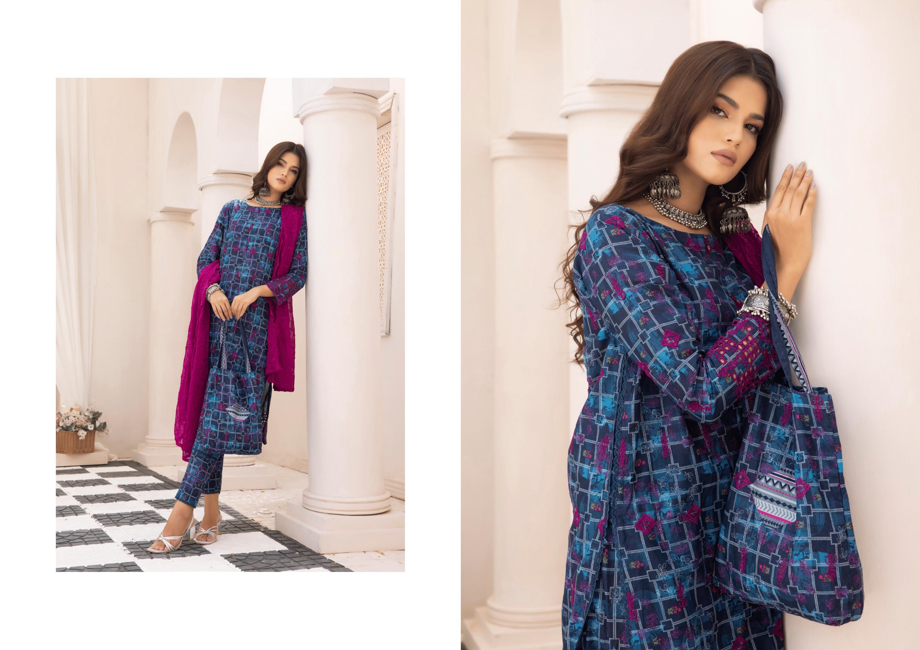 Eid Dress For Womens - Pakistani Embroidered Lawn Ramadan Partywear Festival Suits In Small Size