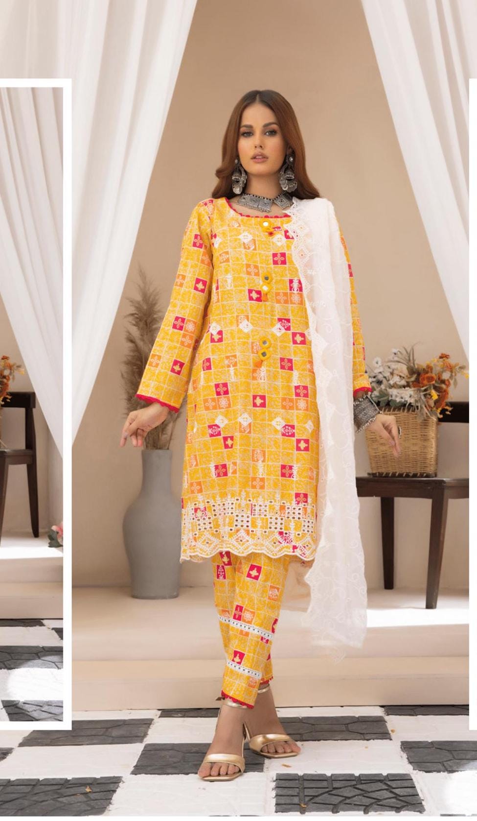 Eid Dress For Womens - Pakistani Embroidered Lawn Ramadan Partywear Festival Suits In Small Size