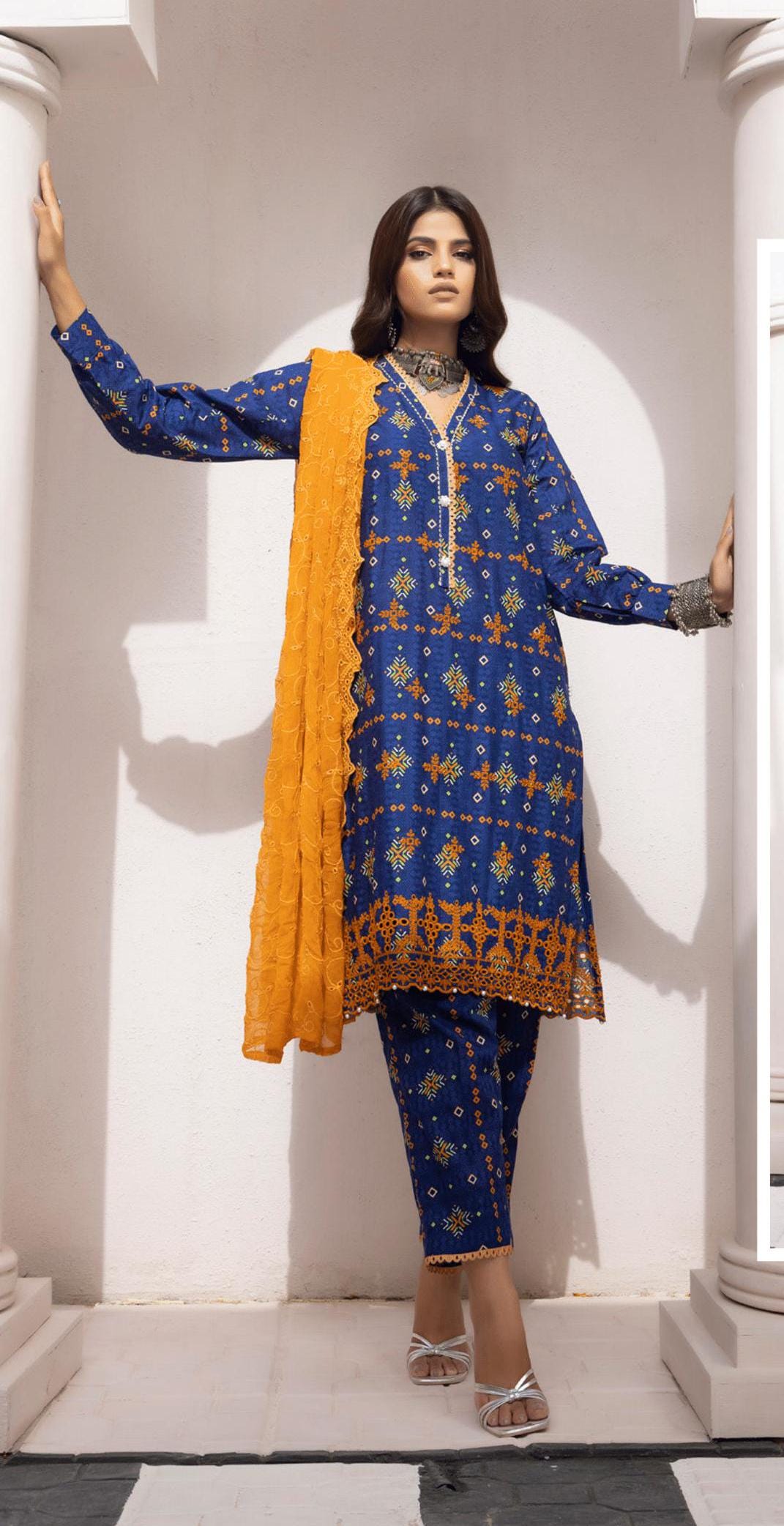 Eid Dress For Womens - Pakistani Embroidered Lawn Ramadan Partywear Festival Suits In Small Size