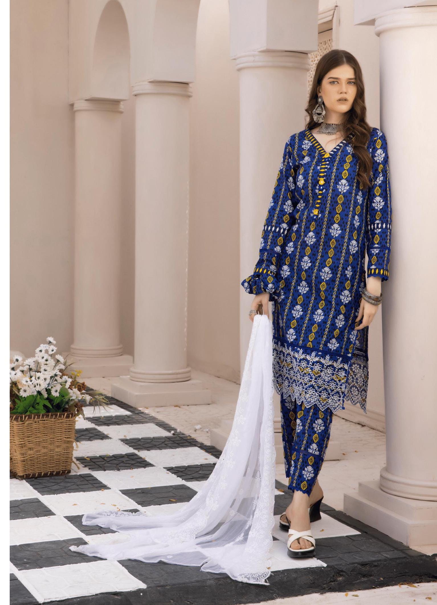 Eid Dress For Womens - Pakistani Embroidered Lawn Ramadan Partywear Festival Suits In Small Size