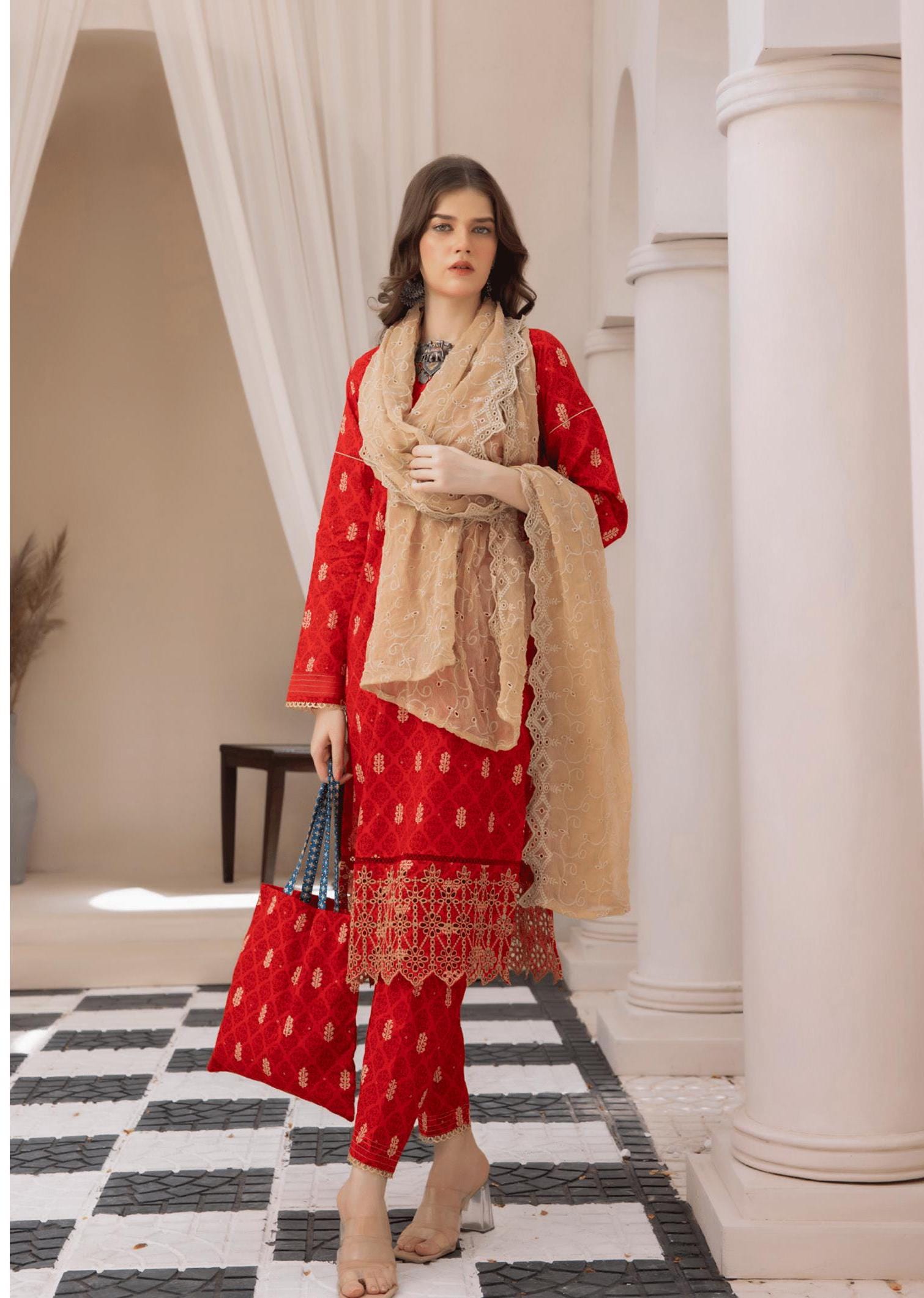 Eid Dress For Womens - Pakistani Embroidered Lawn Ramadan Partywear Festival Suits In Small Size
