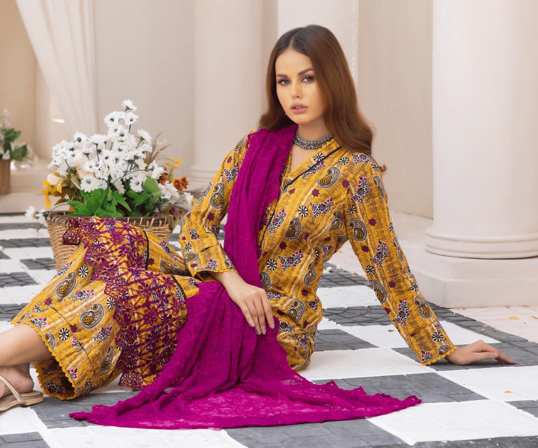 Eid Dress For Womens - Pakistani Embroidered Lawn Ramadan Partywear Festival Suits In Small Size