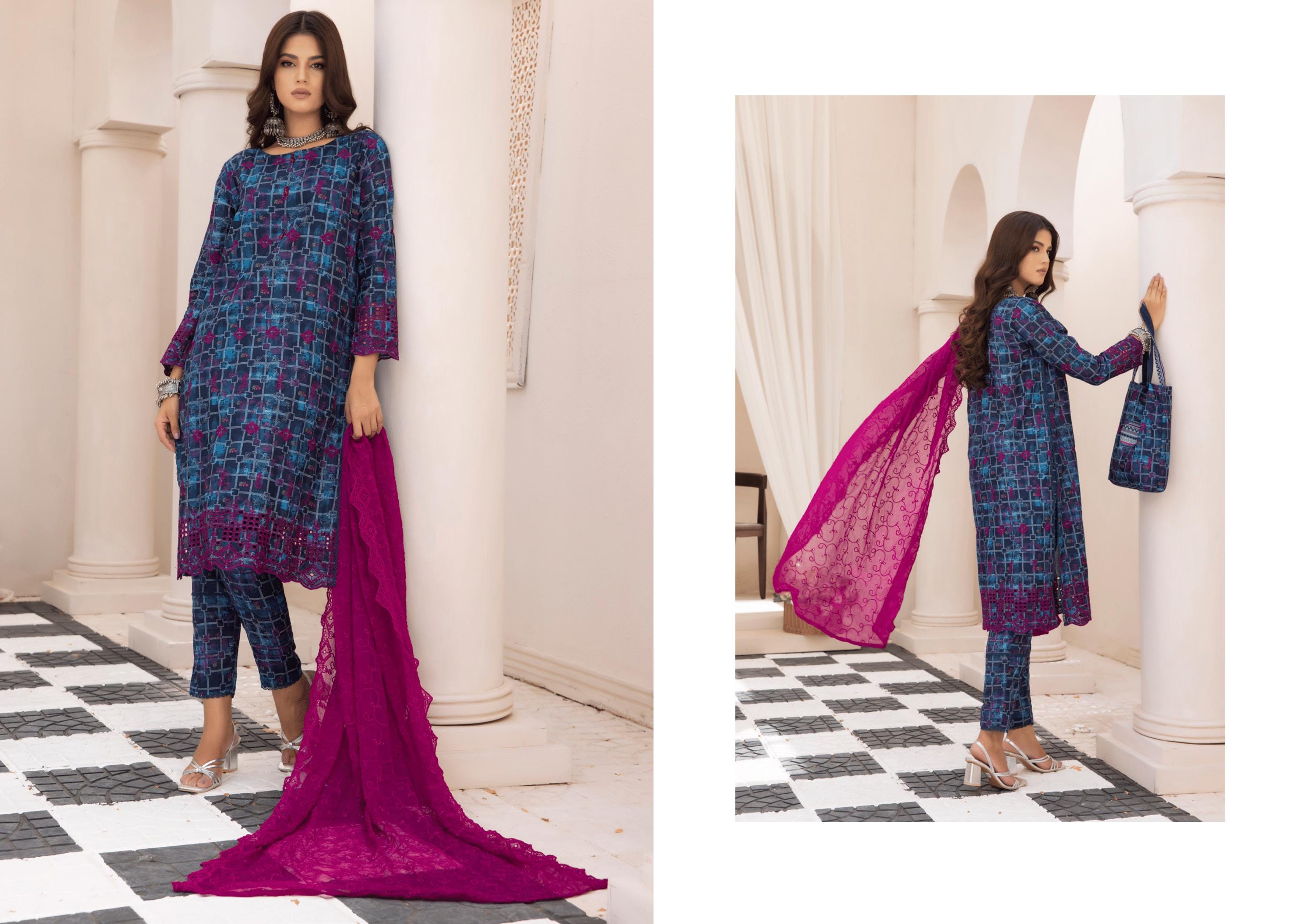 Eid Dress For Womens - Pakistani Embroidered Lawn Ramadan Partywear Festival Suits In Small Size