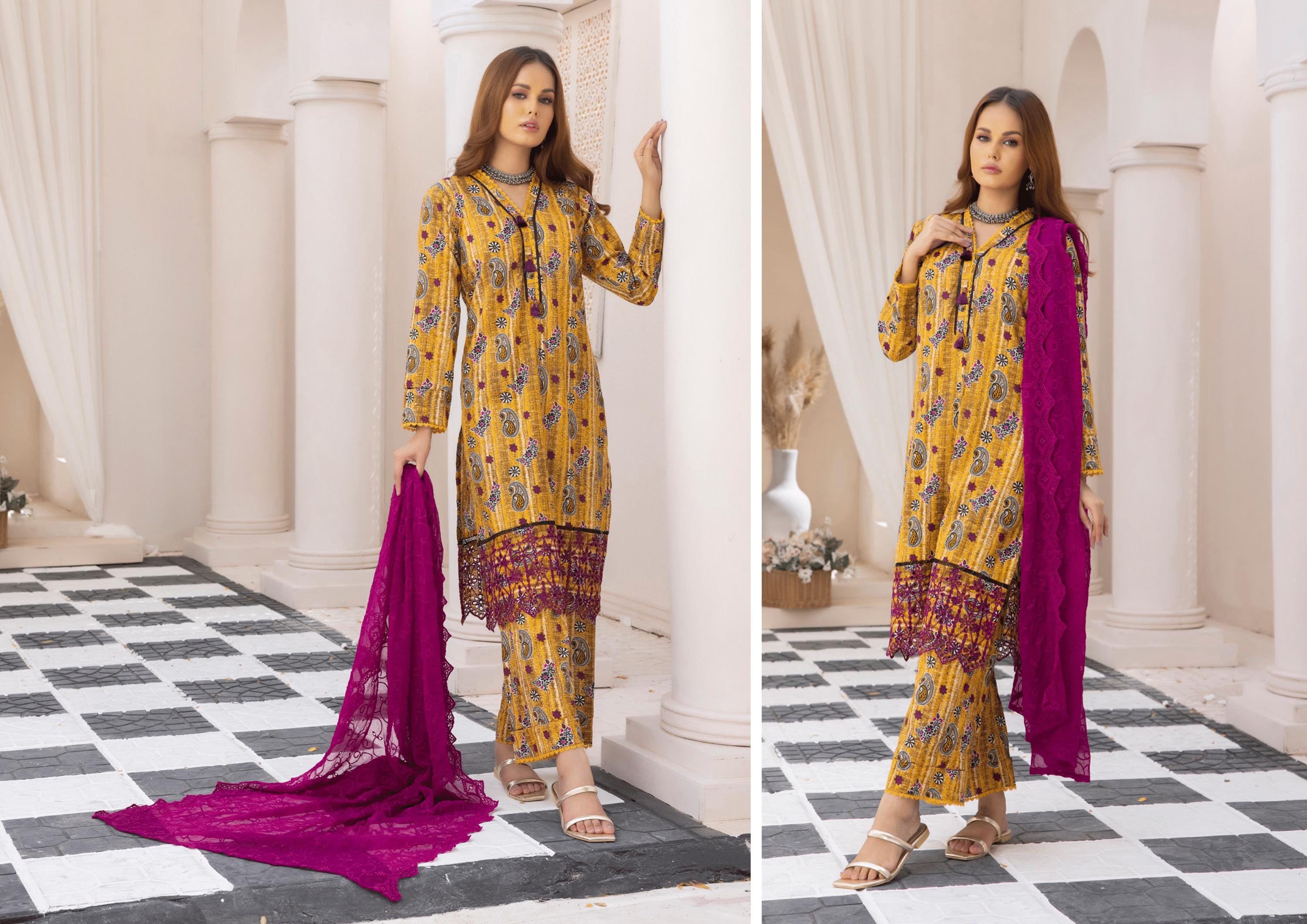 Eid Dress For Womens - Pakistani Embroidered Lawn Ramadan Partywear Festival Suits In Small Size