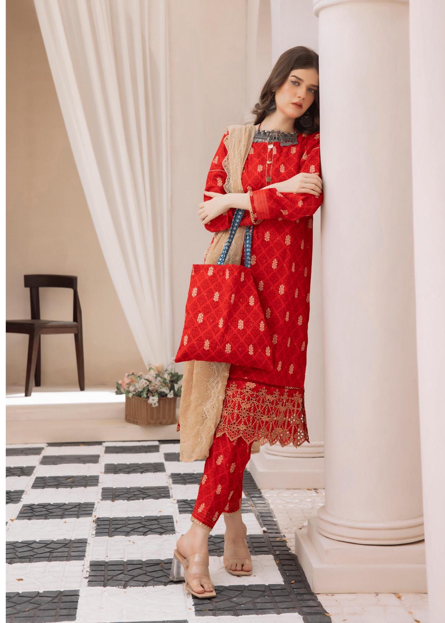 Eid Dress For Womens - Pakistani Embroidered Lawn Ramadan Partywear Festival Suits In Small Size