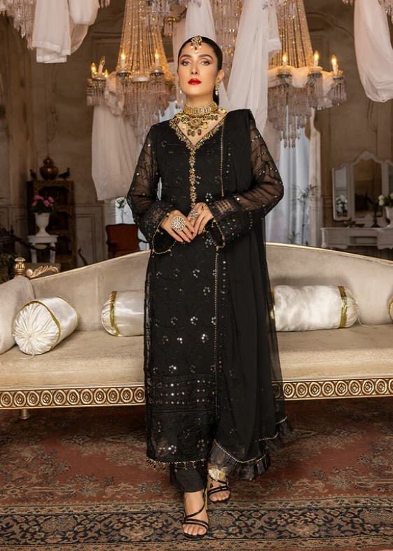 Eid Dress For Womens – Wedding Festival Salwar Kameez Suits Embroidered Chiffon Pakistani Eid Partywear Suit  In Small & Medium Size