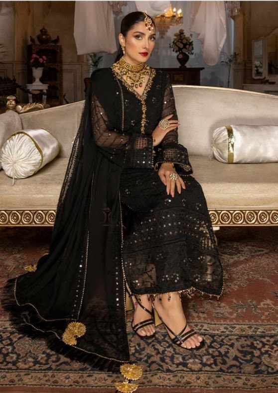 Eid Dress For Womens – Wedding Festival Salwar Kameez Suits Embroidered Chiffon Pakistani Eid Partywear Suit  In Small & Medium Size