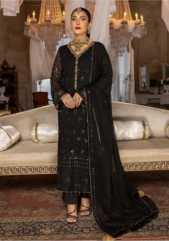 Eid Dress For Womens – Wedding Festival Salwar Kameez Suits Embroidered Chiffon Pakistani Eid Partywear Suit  In Small & Medium Size