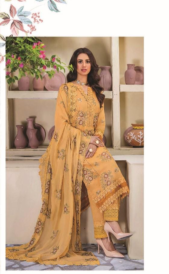Eid Dress For Womens - Pakistani Embroidered Karandi Ramadan Partywear Festival Suits Salwar Kameez Suit In Medium Size By Rumli